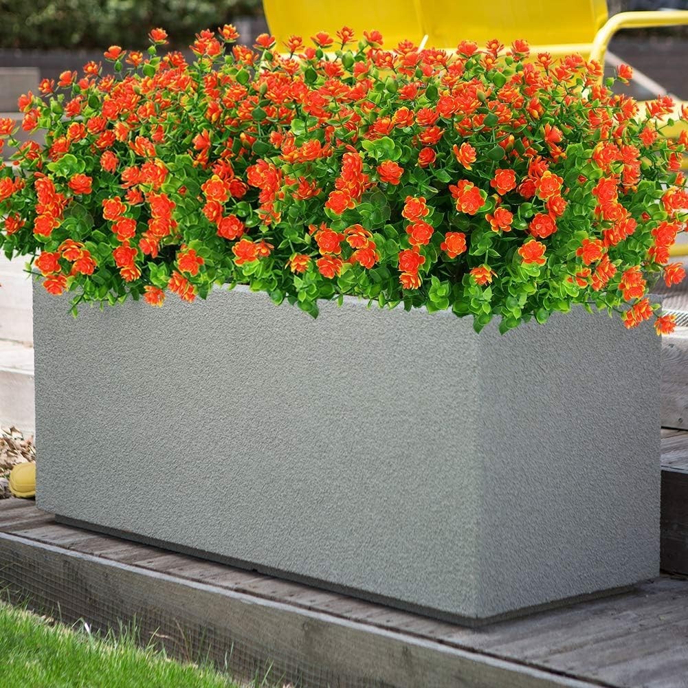 Artificial Flowers Fake Outdoor UV Resistant Boxwood Plants Shrubs, Faux Plas…