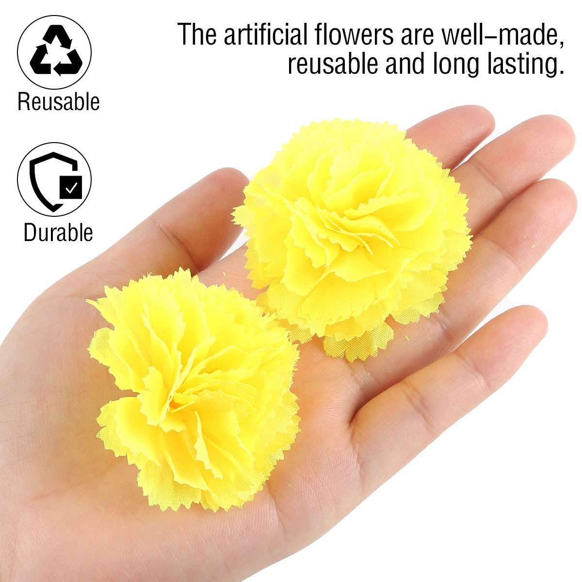 100 Pcs Artificial Marigold Flower, 2 Inch Silk Marigolds Bulk Decor, Orange