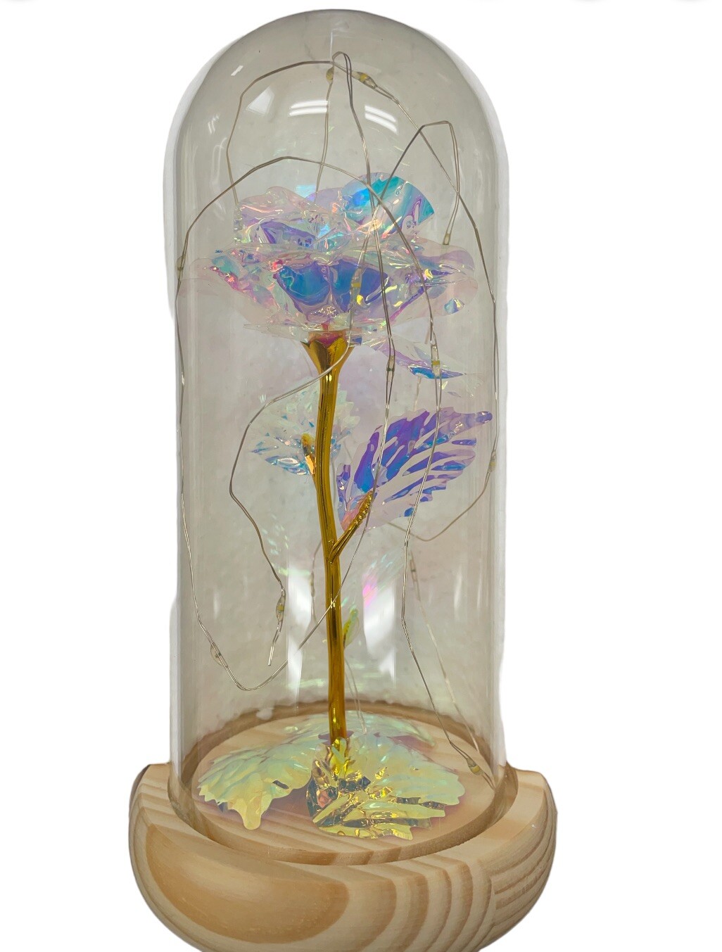 Rose Of Love In Glass Dome /w Led Lighted Rose Wedding Valentine Gifts