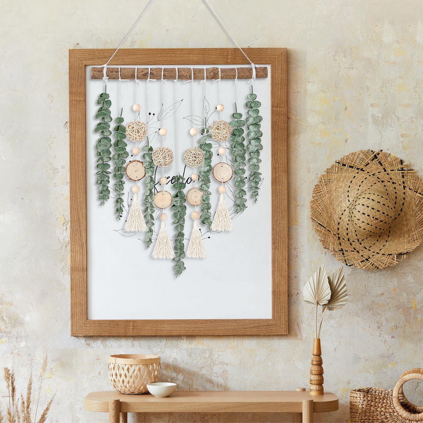 Sggvecsy 21’’ Eucalyptus Wall Hanging Decor Artificial Eucalyptus Plant Fake