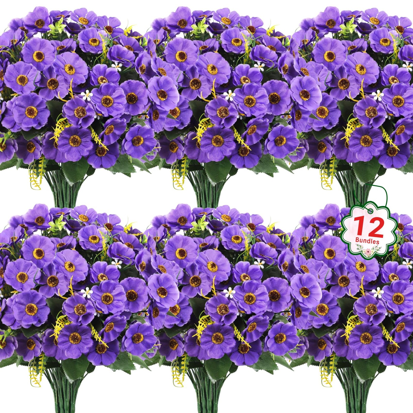 12 Bundles Artificial Flowers for Outdoors Decoration, Fake Daisy Silk Flower…