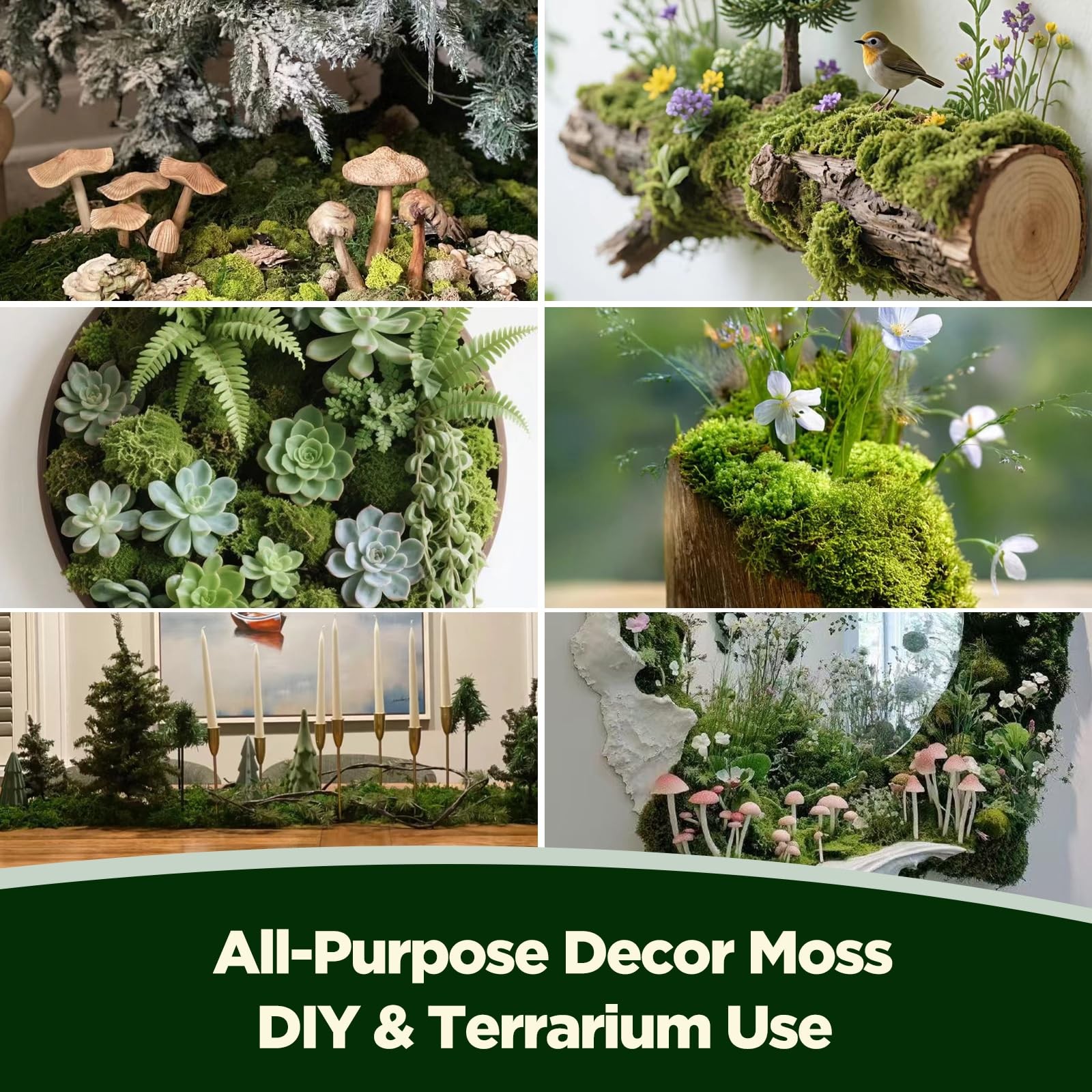 1.1 LBS Artificial Fake Moss Premium Faux Terrarium Craft Natural Green Decor