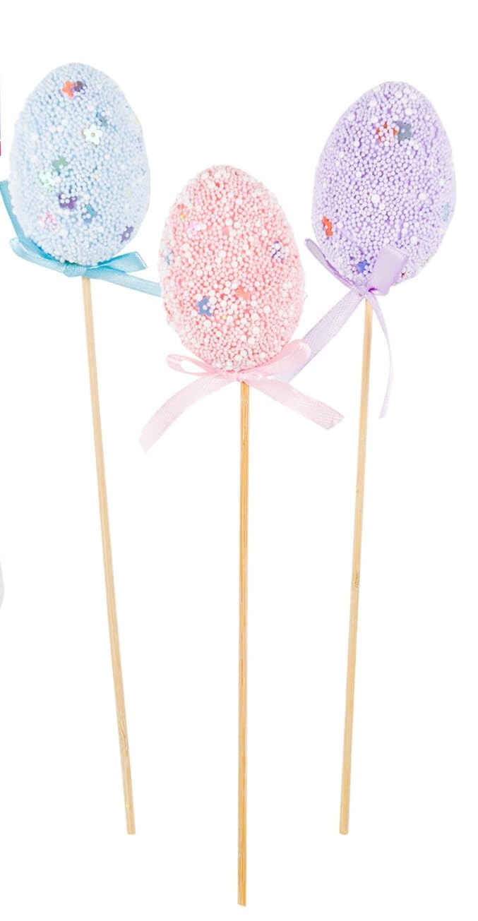 Pastel Easter Egg Picks for Floral Art – 6 Count – 7 Inches Tall
