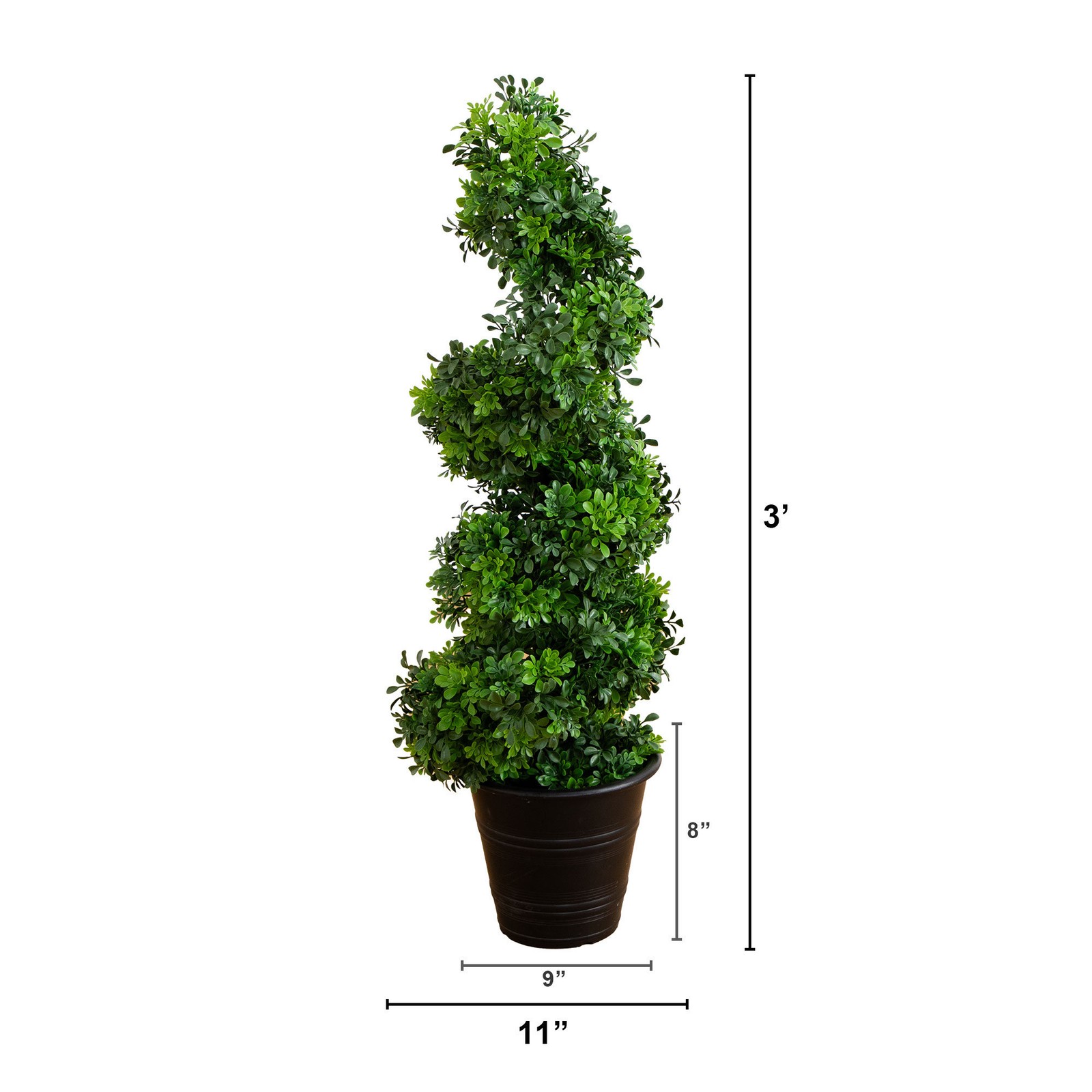 Nearly Natural 3ft UV Resistant Boxwood Spiral Topiary Tree in Planter in Green