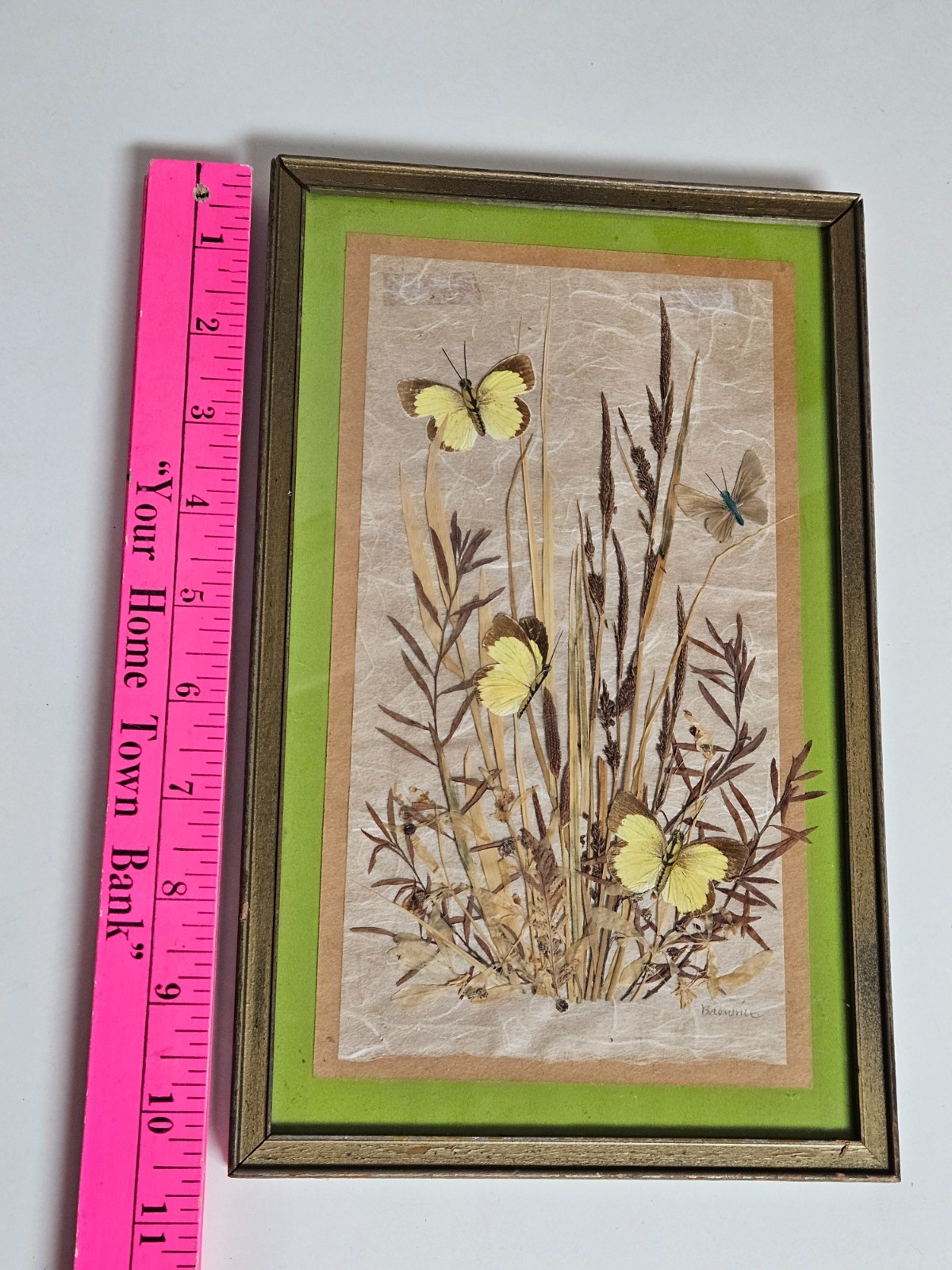 2 Vintage HENRIETTA BROWNIE STRONG Flowers BUTTERFLIES frame YORKTOWN HEIGHTS NY