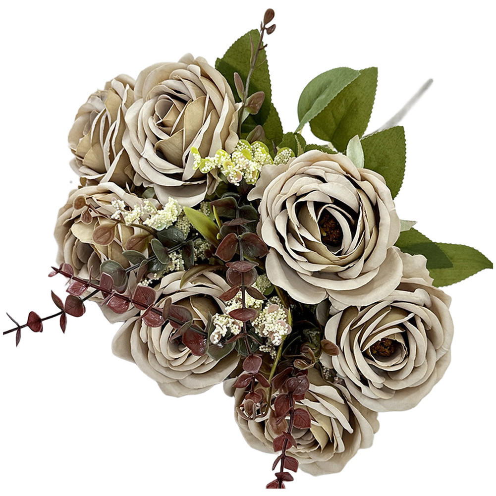 11 Artificial Roses 56cm Tall with Gold Wire Stems for Home and For Wedding