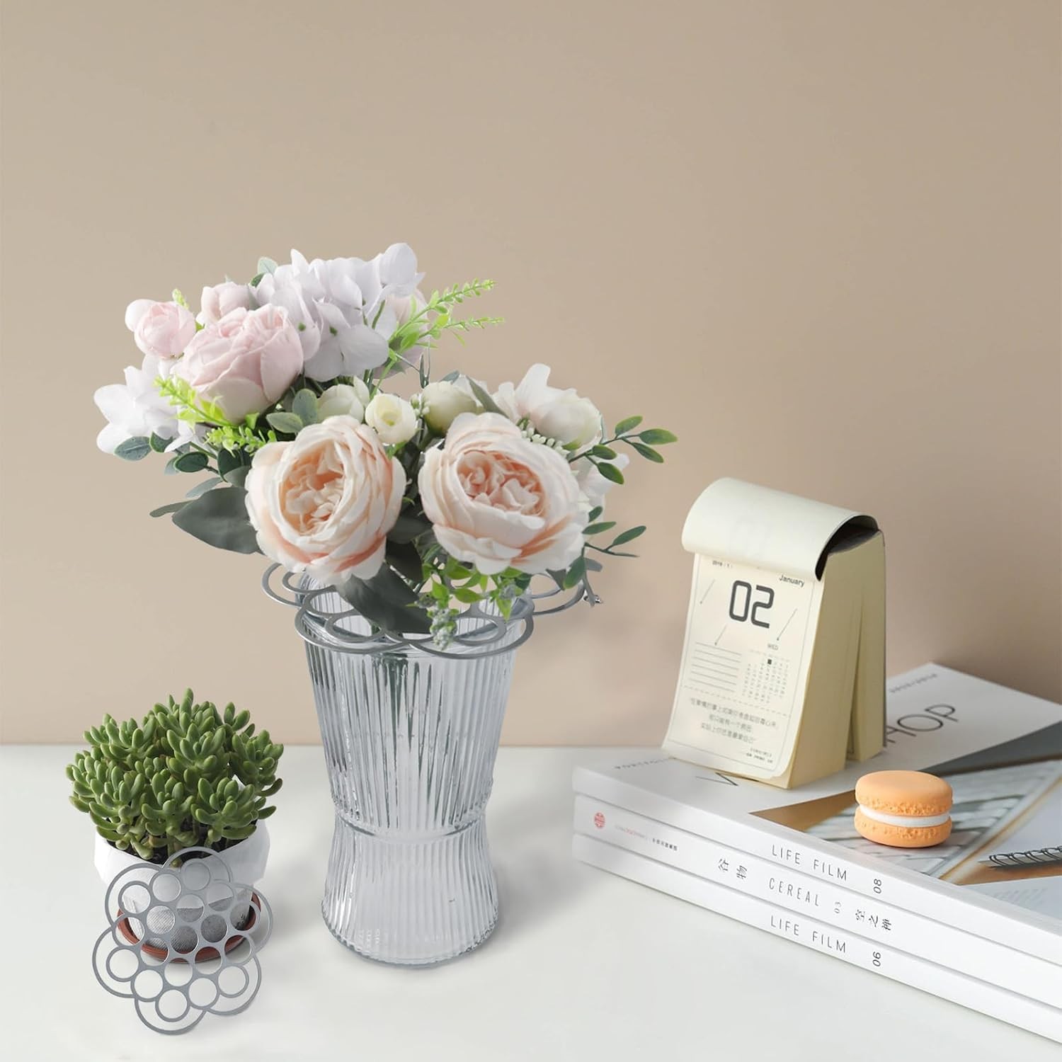 6Pcs Flower Arrangement Holder,Metal Floral Grid Used Vase Flower Arrangement