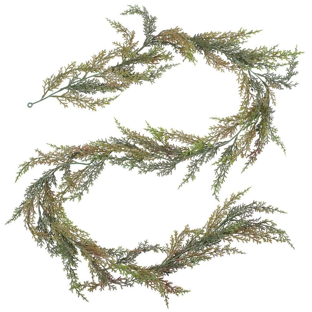 Set of 2 Artificial Weatherproof Cedar Juniper Garlands – Over 11 feet, Total
