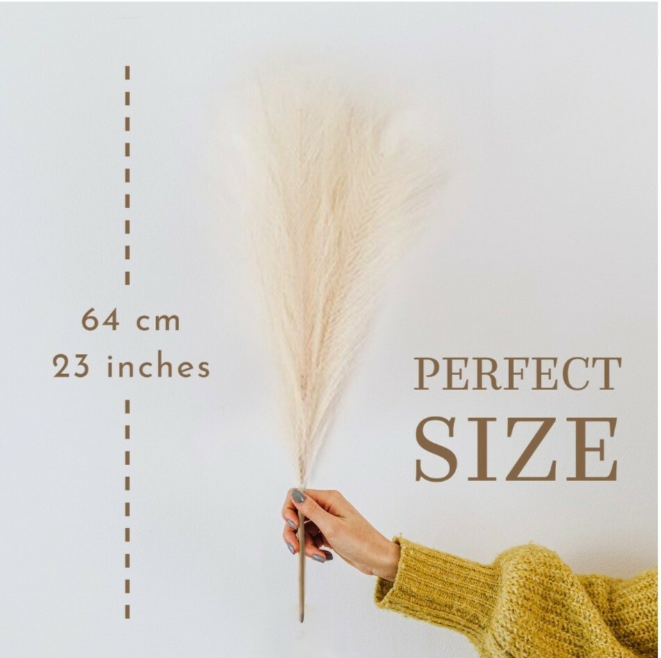Faux Pampas Grass 10 Pcs with Farmhouse Beads, Home Decor, Small Pompous Grass