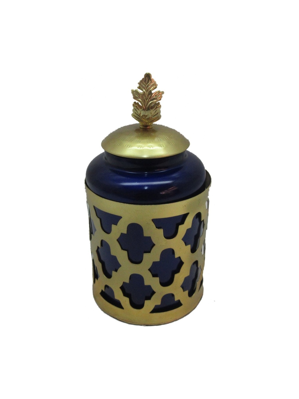 Blue Glass & Metal Cremation Urn, Memorial Urn with Bag-Medium-holds 75 pounds
