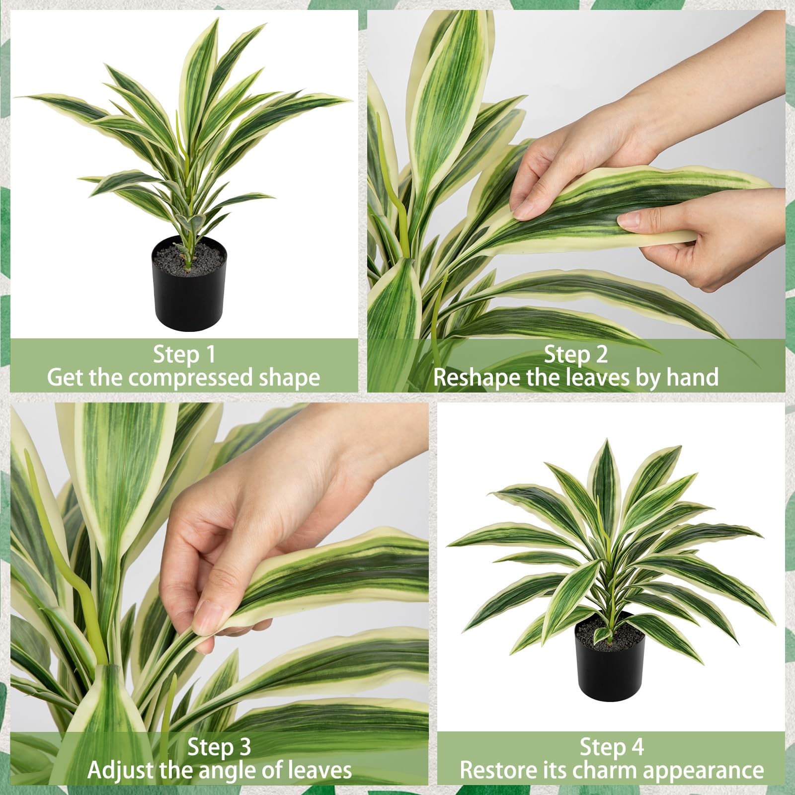 18 Inch Fake Potted Medium Artificial Dracaena Plant Indoor Black Pot Decor