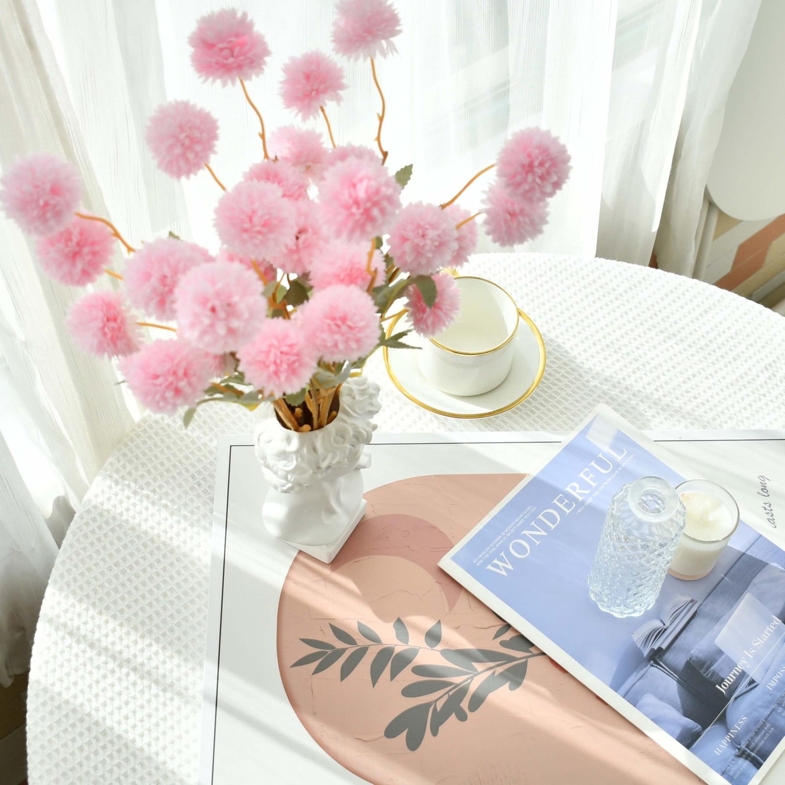 6 Stems Silk Pink Kiku Flowers