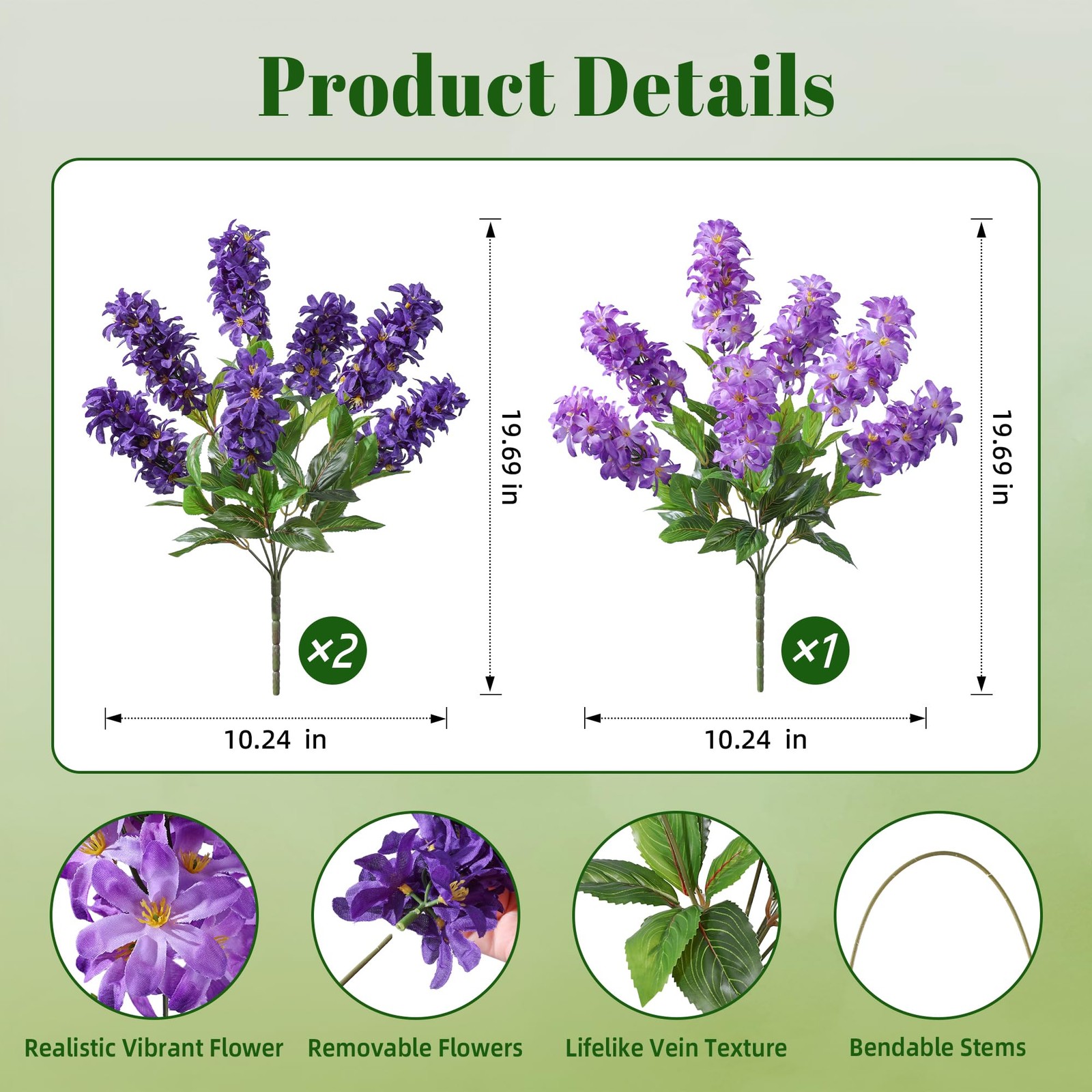 Artificial Flowers 3 Pcs Hyacinth Fake Flowers 19.69” Silk Flowers for Outsid…