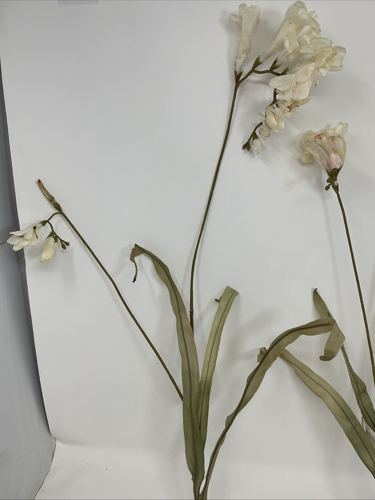 Freesia Spray Floral Pick 30” Long White w Pink Ends 3 Picks Vase Filler NOS