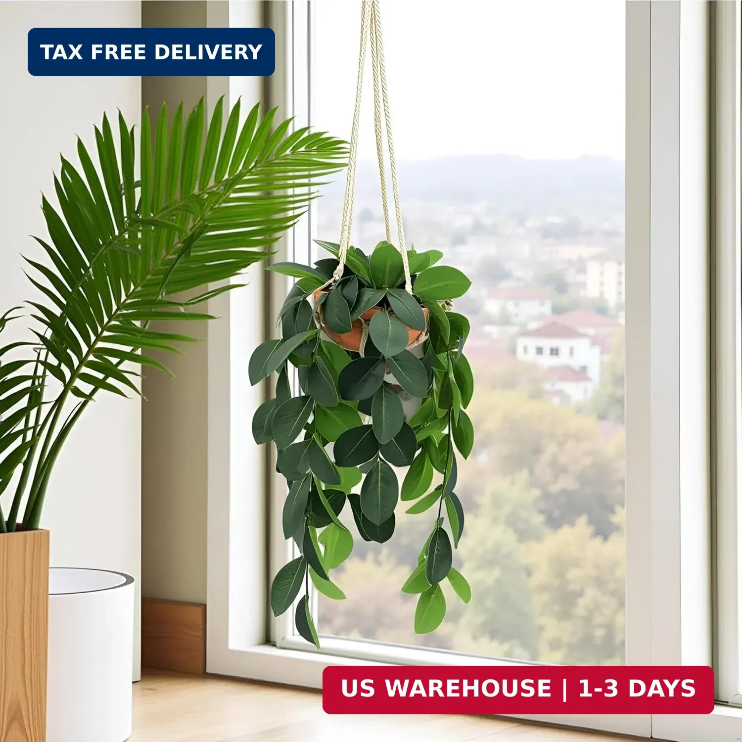 Hanging Plants Artificial Decor, Fake Hanging Plant in Clay Pot Artificial Hangi