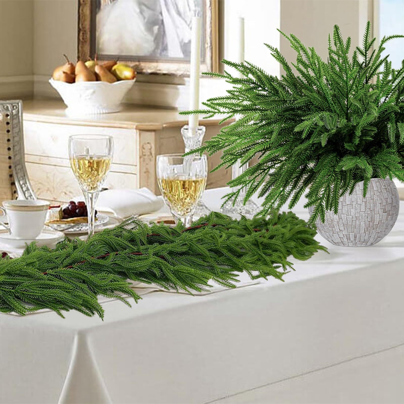 12 Pcs Christmas Norfolk Pine Branches Artificial Christmas Pine Branches Norfol