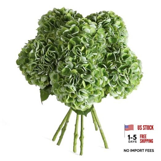 6PCS 22 inch Hydrangea Artificial Flowers Real Touch Faux Hydrangea Green