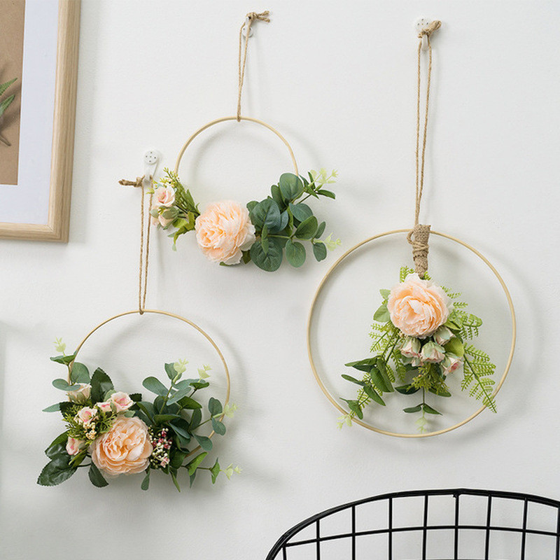 Nordic Bamboo Wreath Artificial Plant Garland Wall Pendant Wedding Hanging