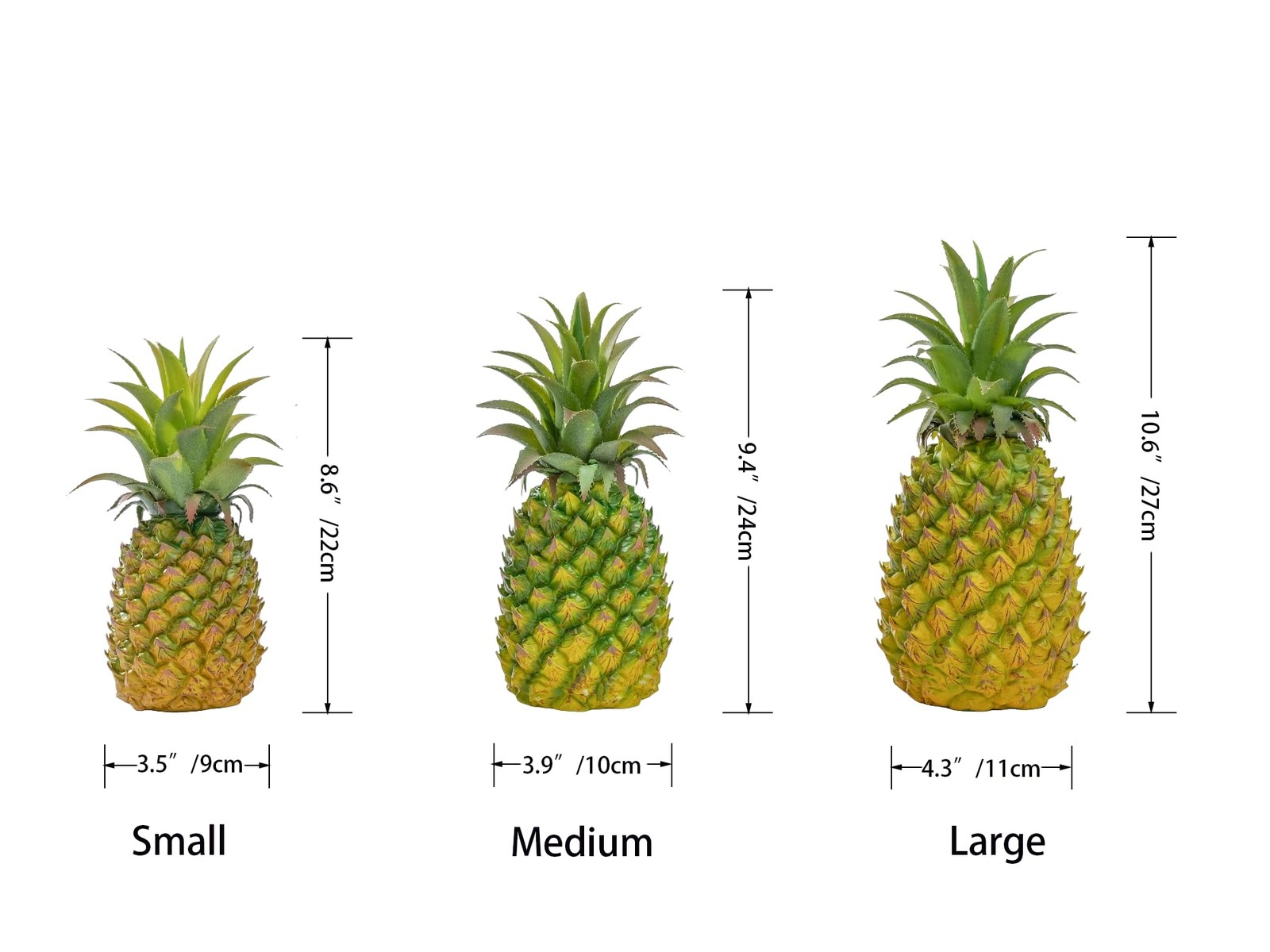 2 Pack Artificial Pineapple Simulated Fruit Decor Lifelike Model Green Large