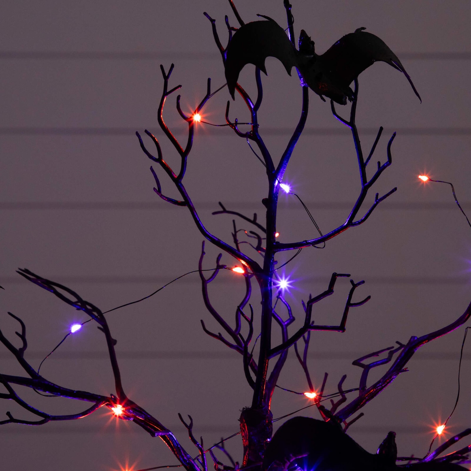 Nearly Natural 3ft Pre-Lit Halloween Black Spooky Twig Tree w/ Bats & 100 LED
