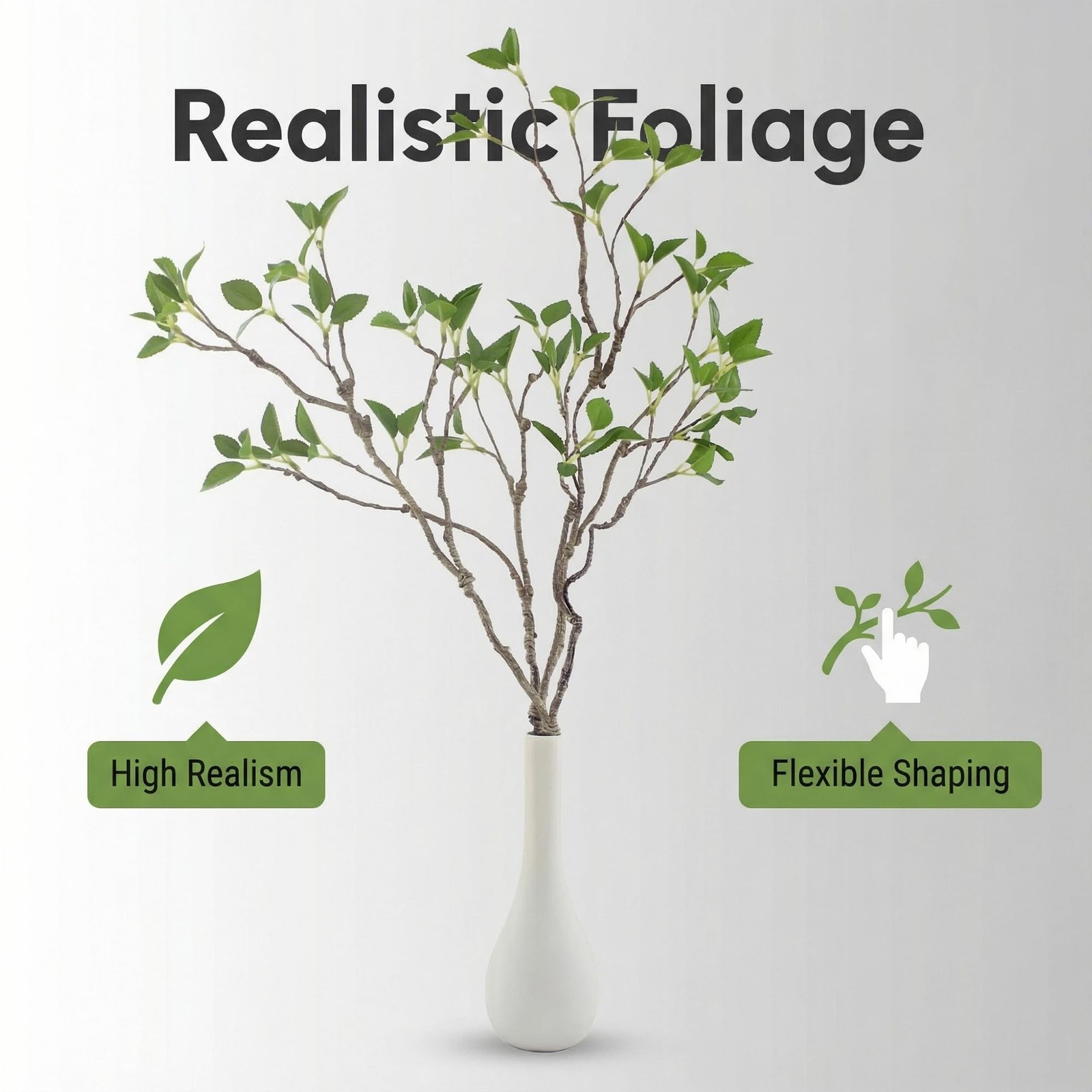 2pcs 30in Bendable artificial Greenery leaf stems vase center Faux Plants