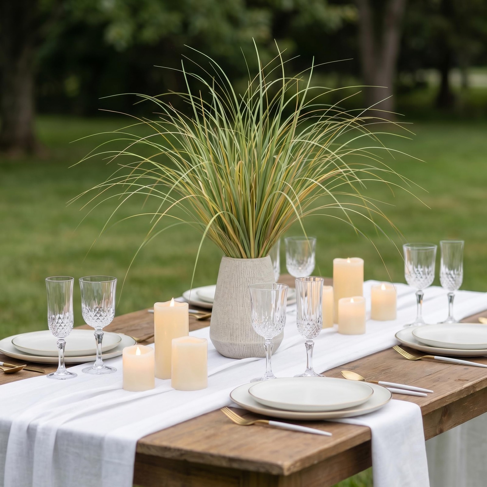 20 PCS Artificial Onion Grass Stems, 17.7in Fake Greenery for Vase Filler Flo…