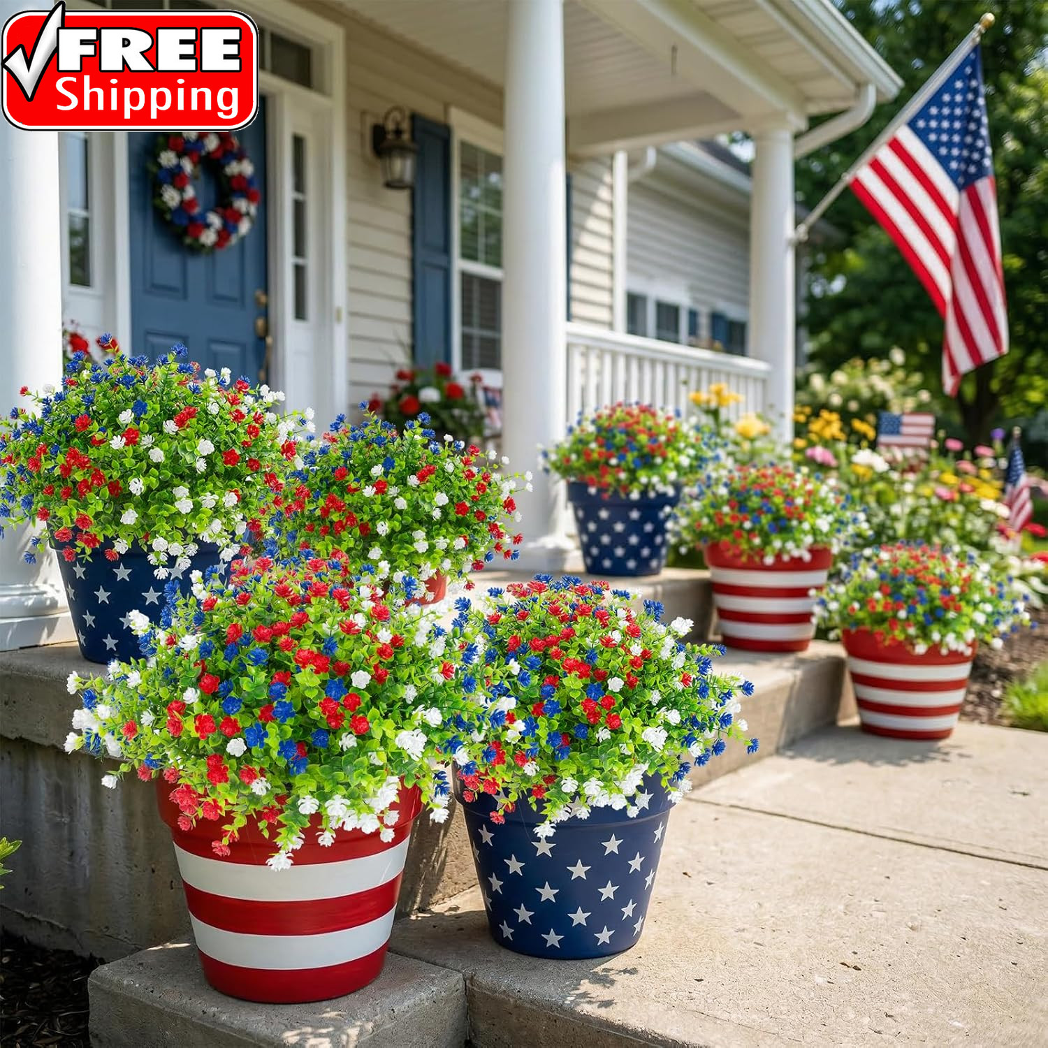 12 Pcs Artificial Flowers Outdoor, Faux Artificial Plants UV Resistant Plastic P