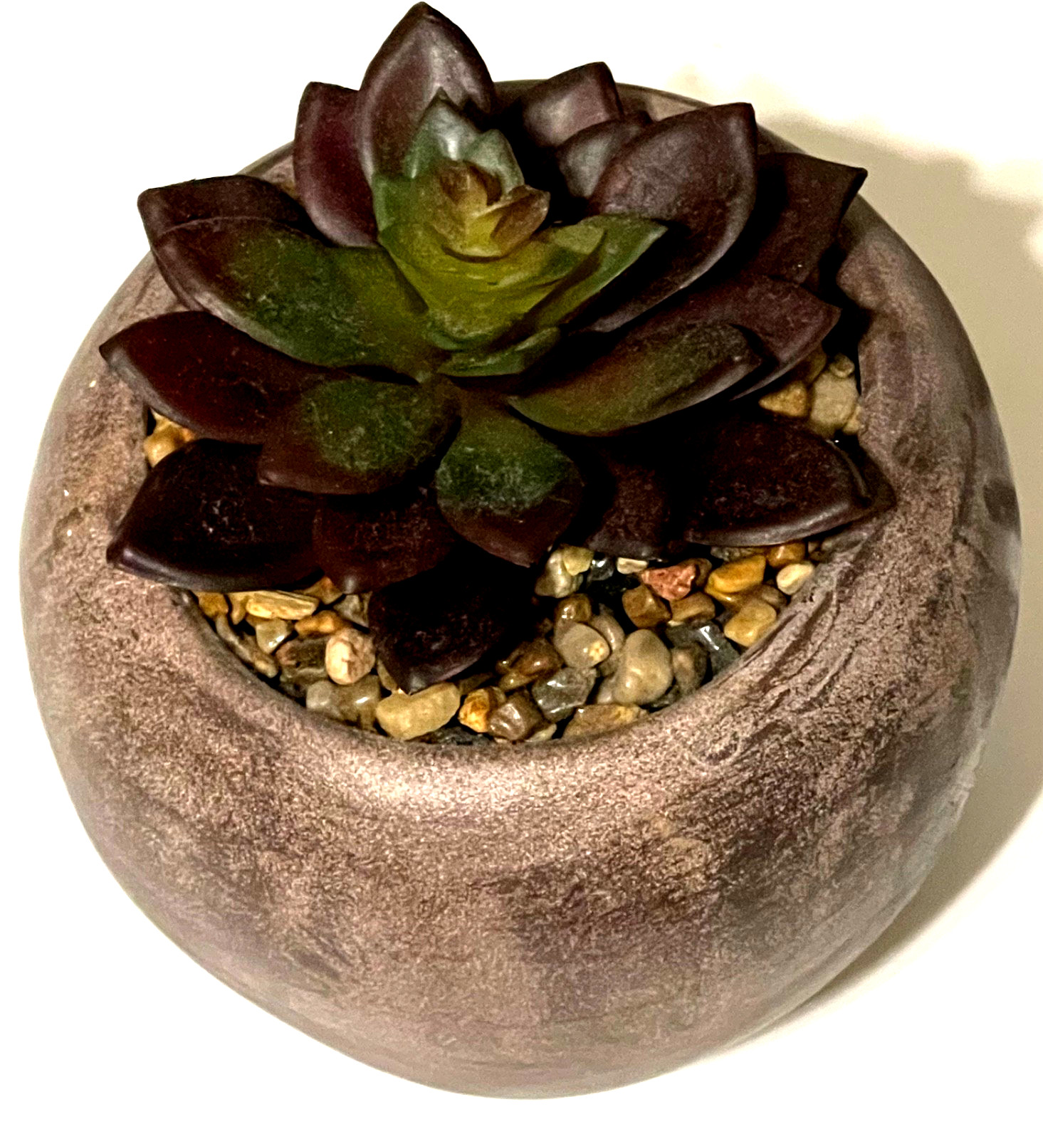 FAUX SUCCULENT POTTED PLANT IN VASE w/ STONES, 4.92″ X 4.92″ X 4.8″