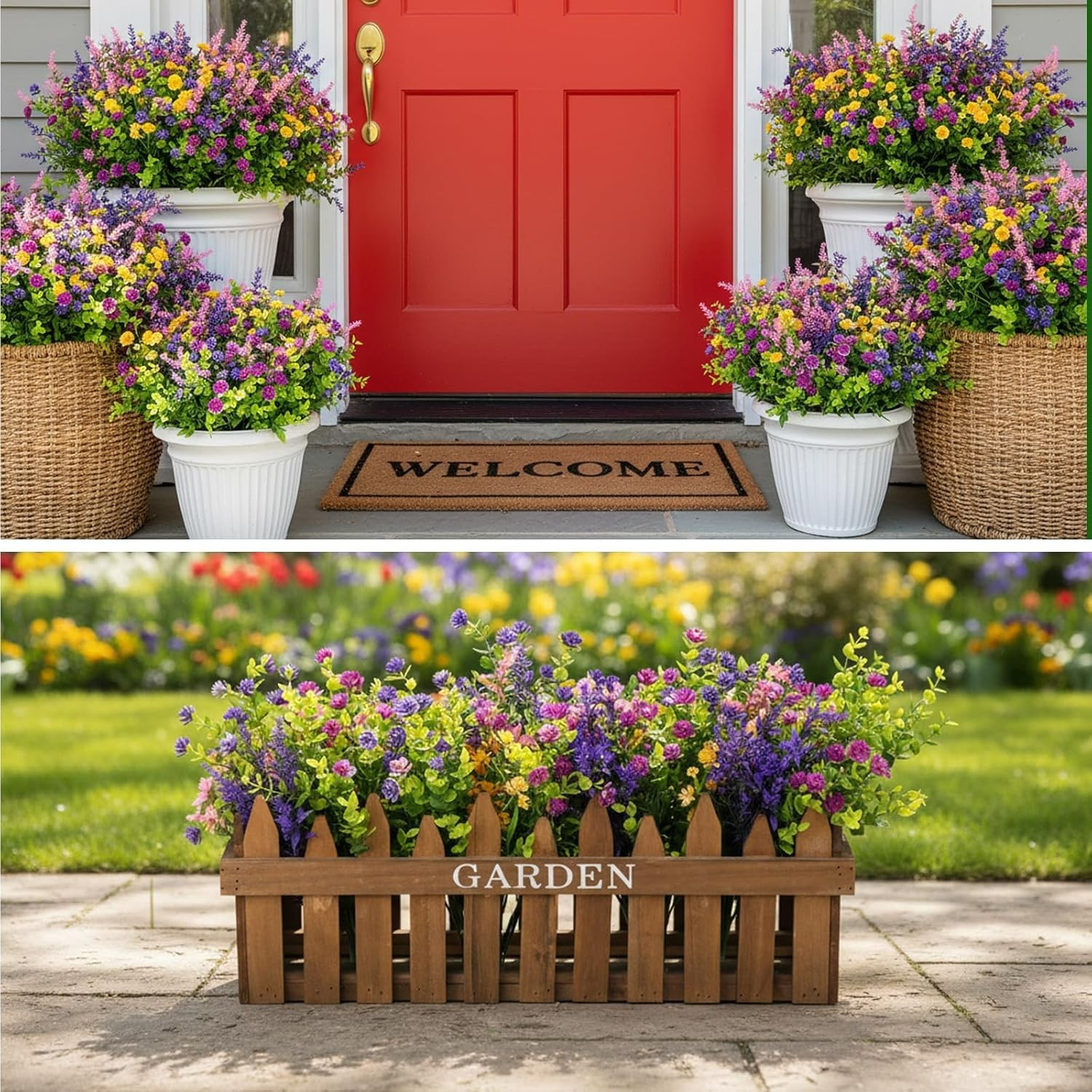 Lifelike Silk Multi-Color Faux Flowers for Indoor & Outdoor Elegance – 12 Pack