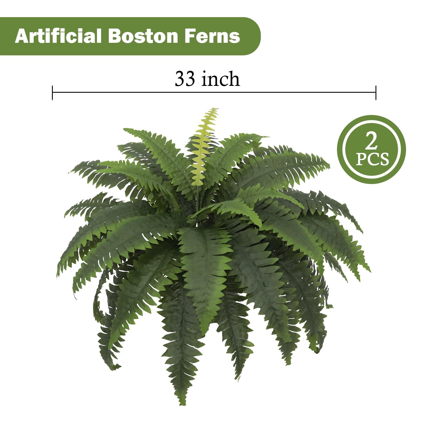 Artificial Ferns for Outdoors, Set of 2 Bouquets 33″ Diam Large Fake Ferns 37…