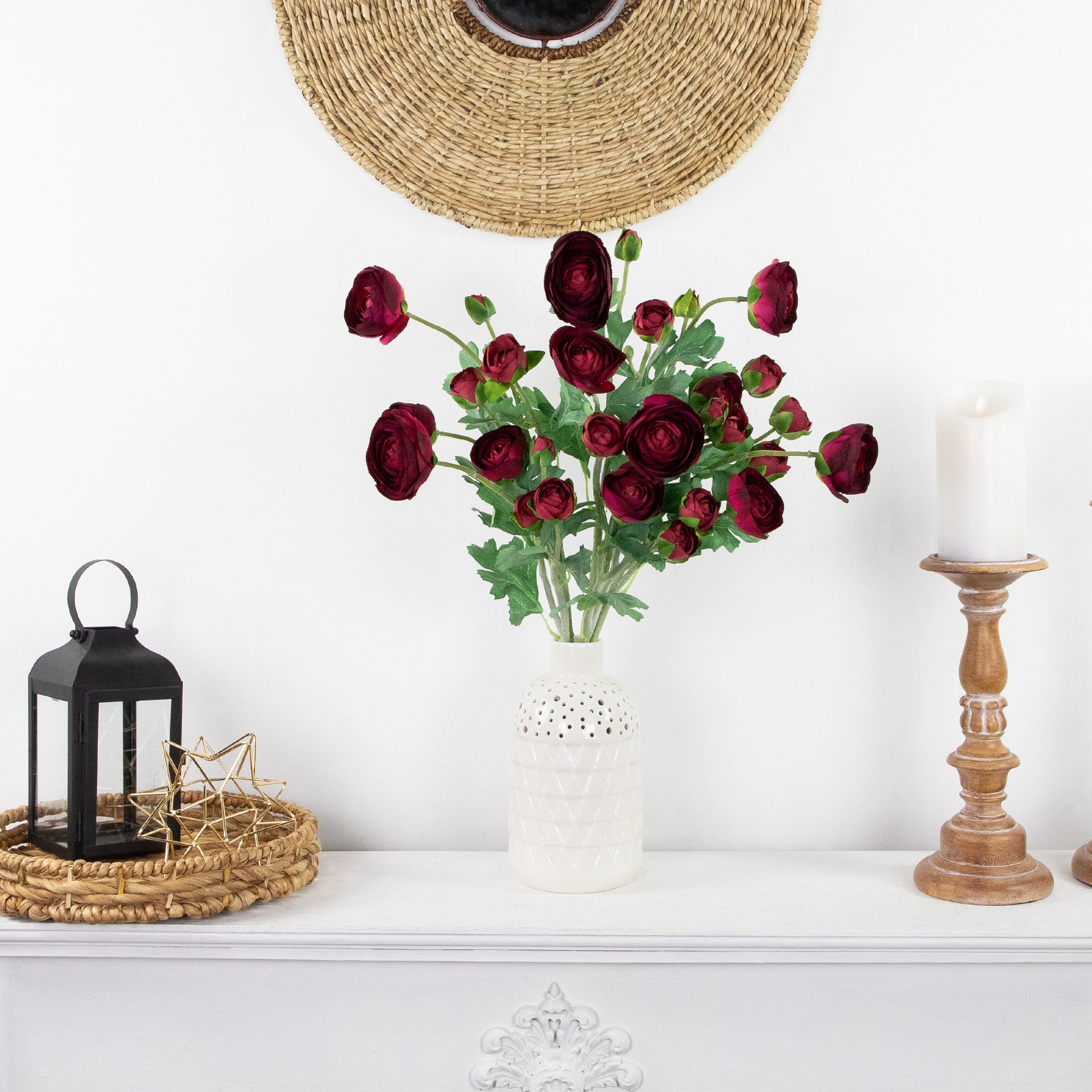 Northlight Real Touch™ Red Ranunculus Artificial Floral Sprays, Set of 6 – 21″
