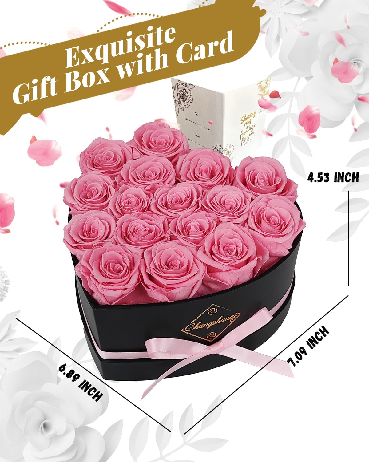 16 Flowers Preserved Roses Gifts for Women, Pink Forever Flowers Womens Birth…