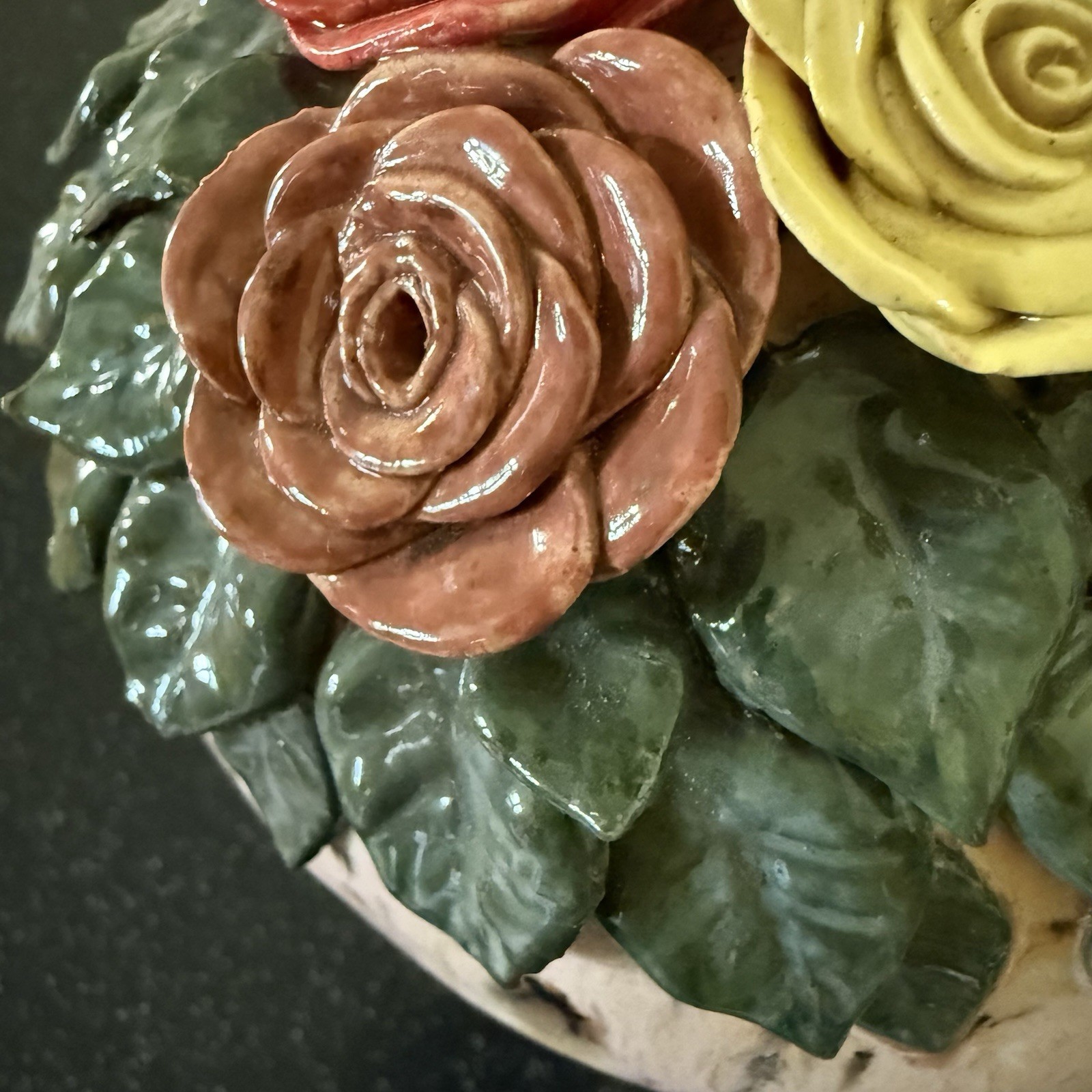 Hand-Made Ceramic Flower Bouquet Garden Ball with Drip Glaze