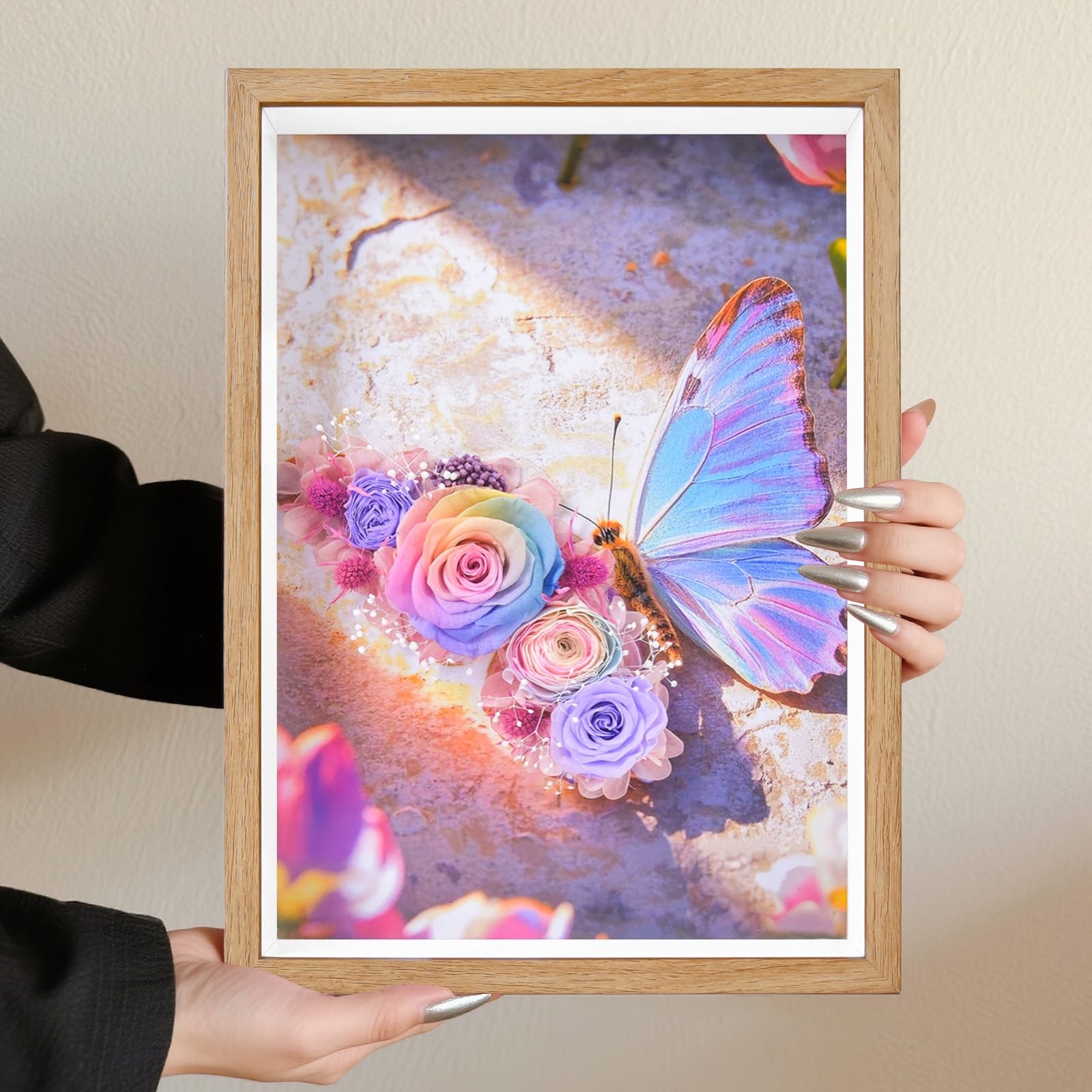 Worthfan Preserved Flower Butterfly Shadow Box Frame, 3D Wall Art Decor with …