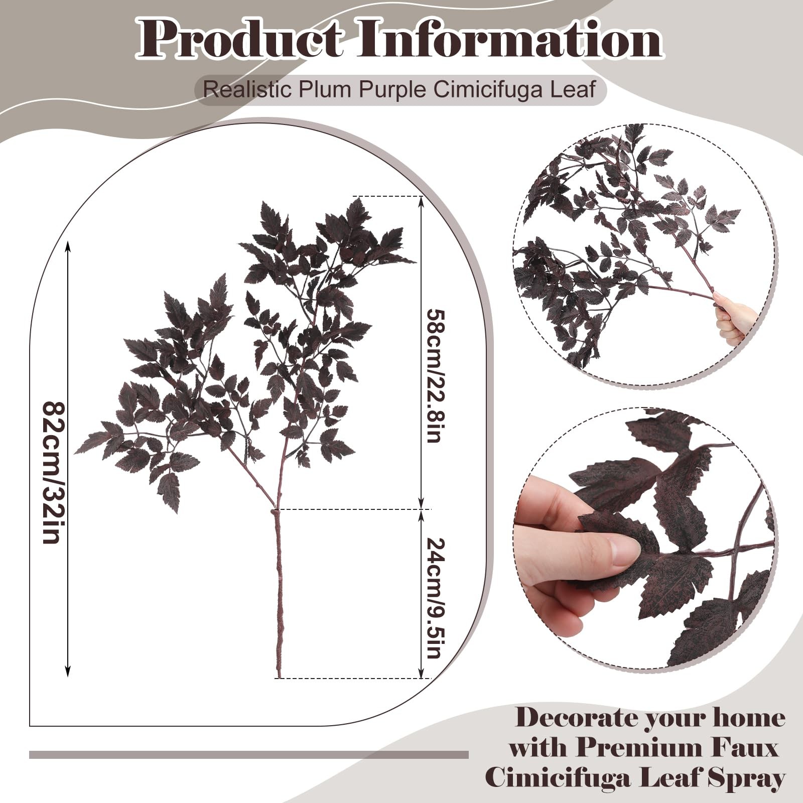 6 Pack 36 Inches Artificial Cimicifuga Plant Leaf Spray Faux Plum Cimicifuga …