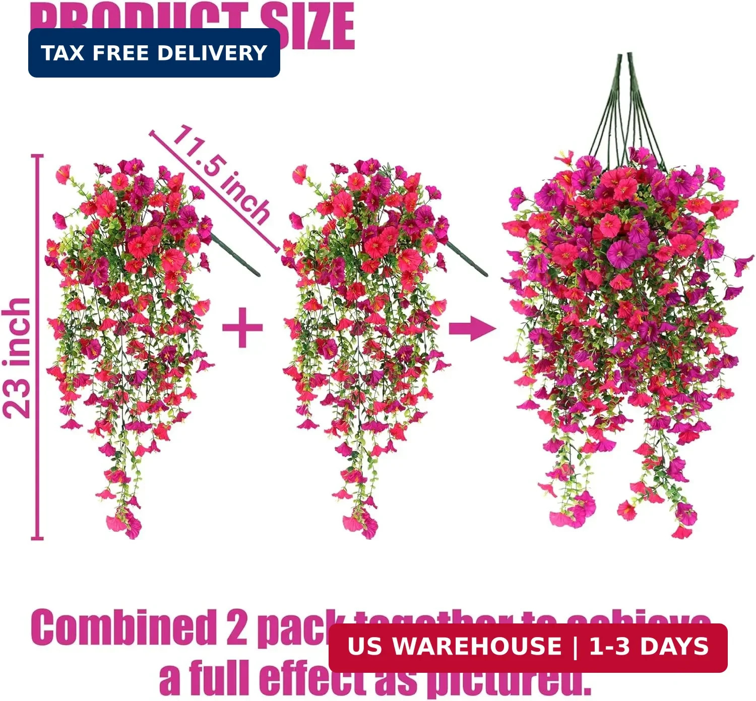 Artificial Fake Hanging Flowers Plants for Outdoor Outside Spring Summer Decorat