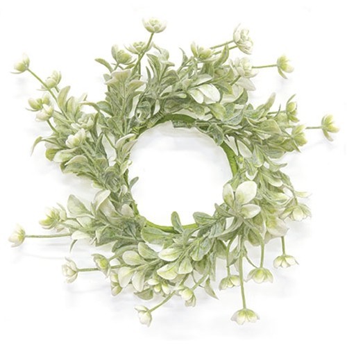 New Farmhouse Dusty Green BUDS CANDLE RING Chic 2.5″ x 7″ Cottage Chic Shabby