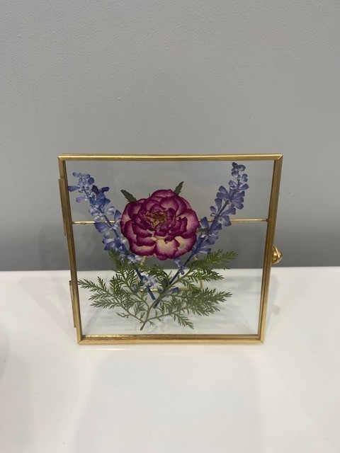 Pressed Dried Real Flowers in Floating Glass Frame