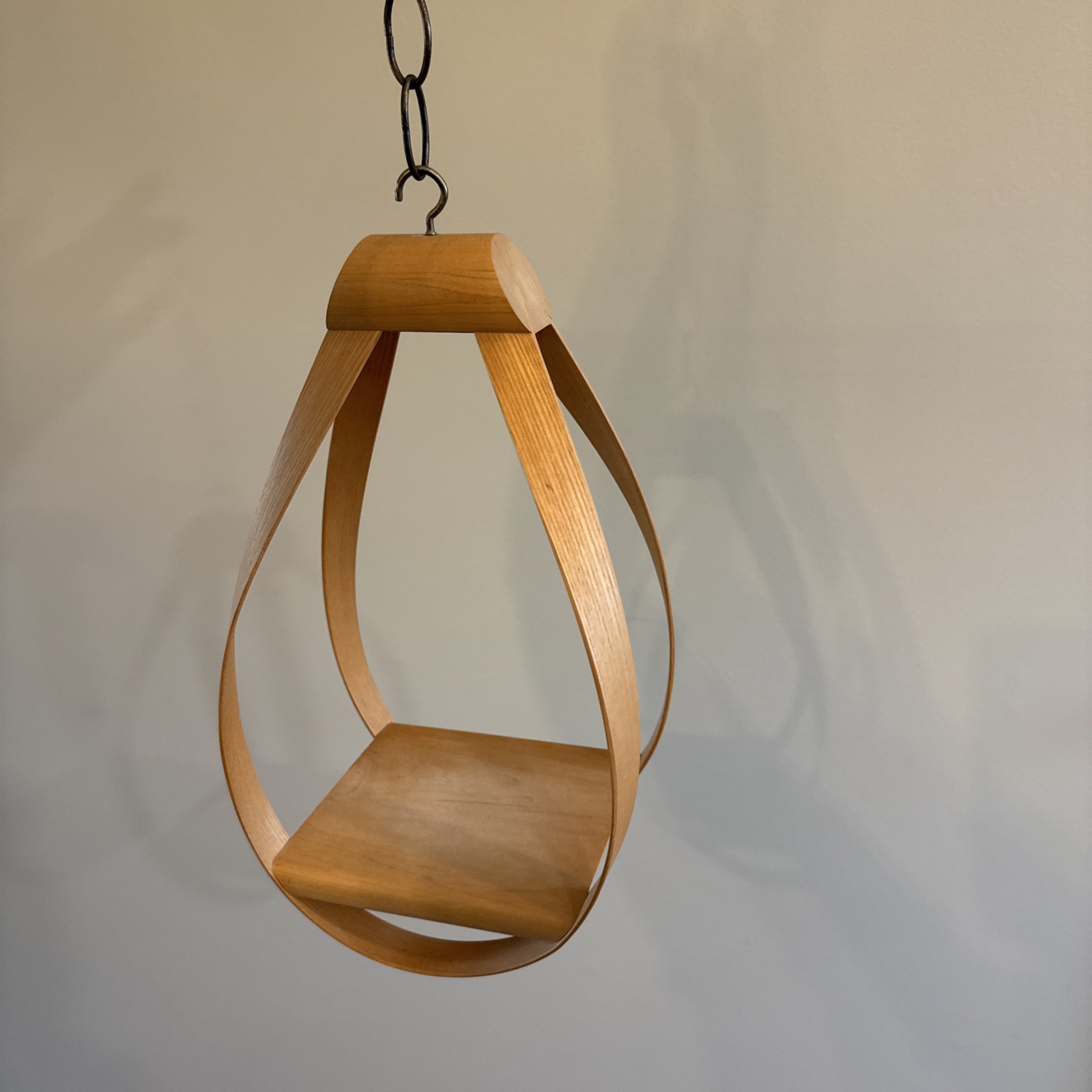 Bentwood Teardrop Hanging MCM 13 inch Wood Plant Planter Stand Shelf with chain