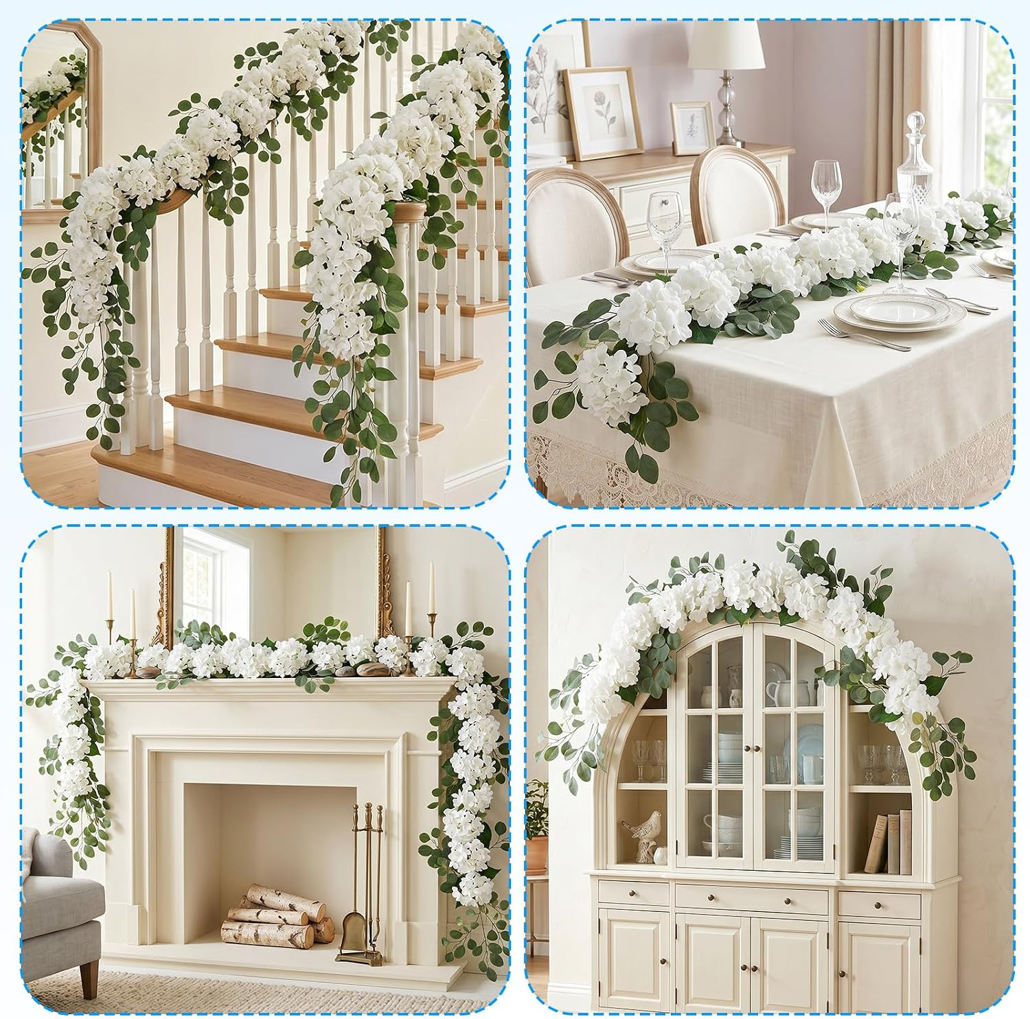 Auihiay Artificial Hydrangea Flower Garland, 2 Pcs Total 12Ft Wedding Arch Flowe