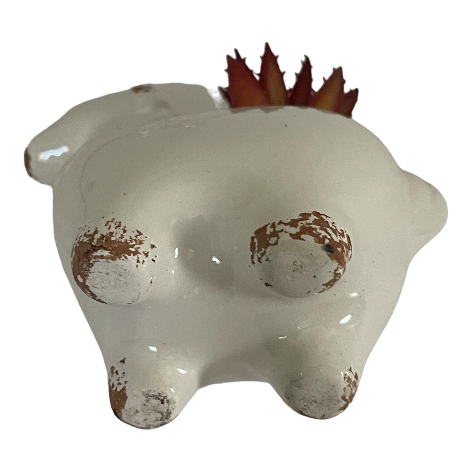 Unicorn Faux Succulent Planter White 4.5″ Home Decor Rustic Farmhouse