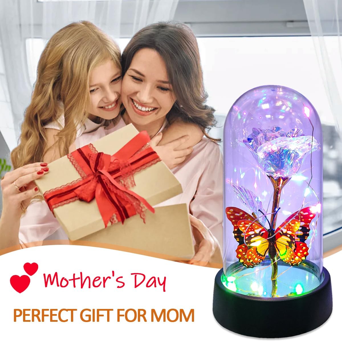 Glass Rose in Glass Dome, Light Up Flower, Eternal Roses – Valentines Day Gifts