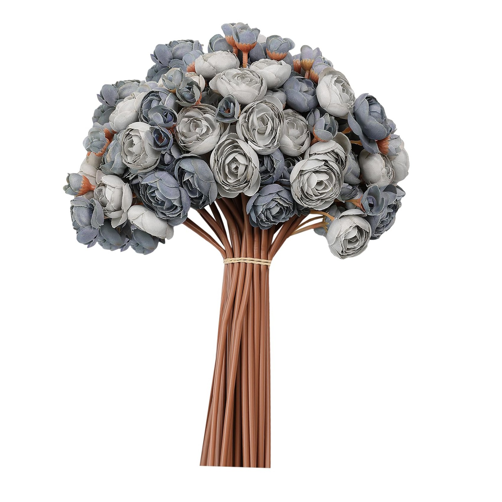 32 PCS Ranunculus Artificial Flower Dusty Blue Mini Rose Faux Fake Peony