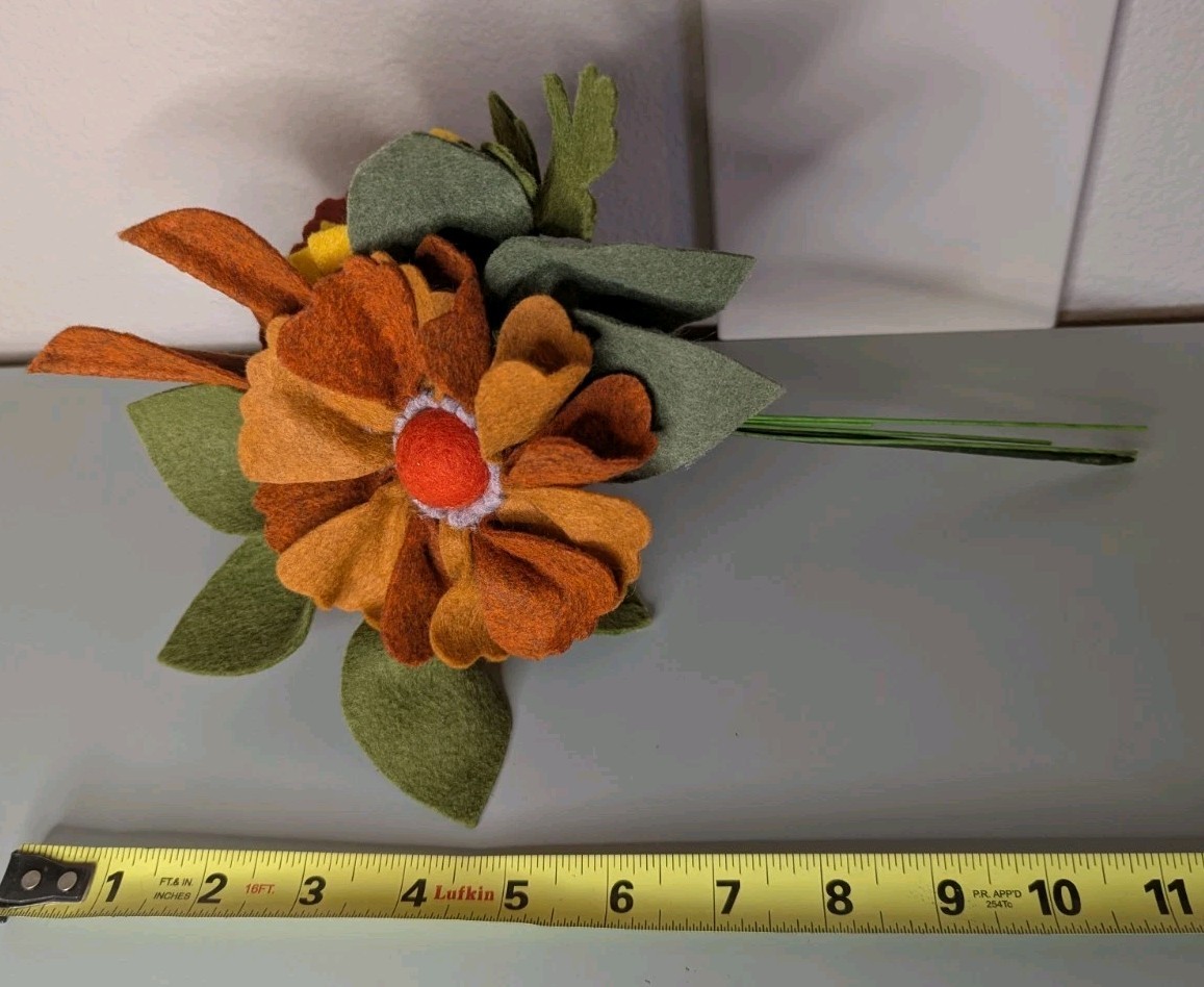 Beautiful Hand Cut Wool Blend Felt Flower Bouquet Gift Wrapped/Great Gift Idea!