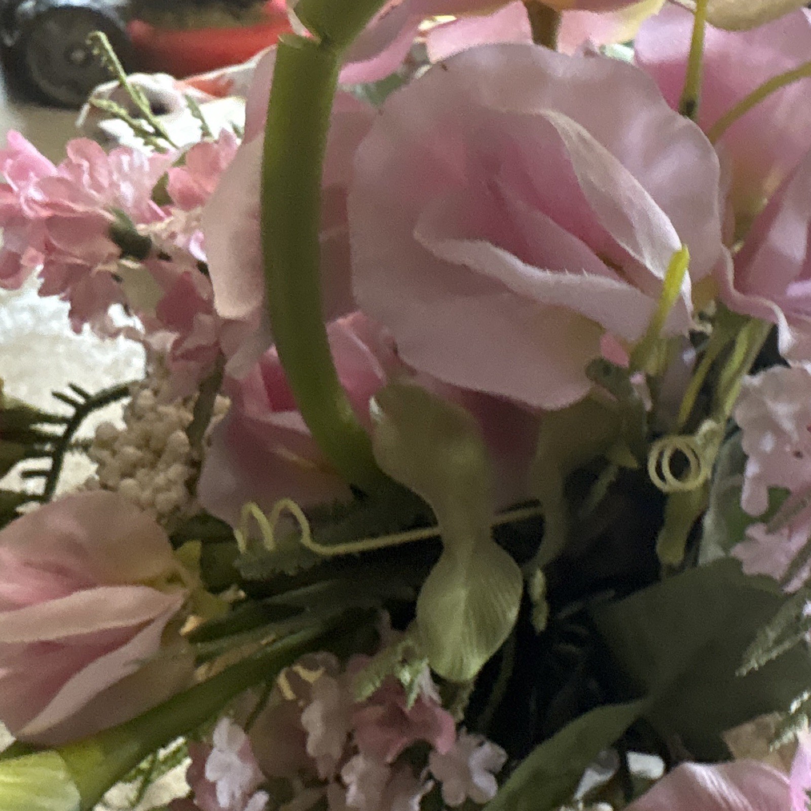 Artificial Calla Lily Floral Arrangement Centerpiece Pink/White/Green Black Vase
