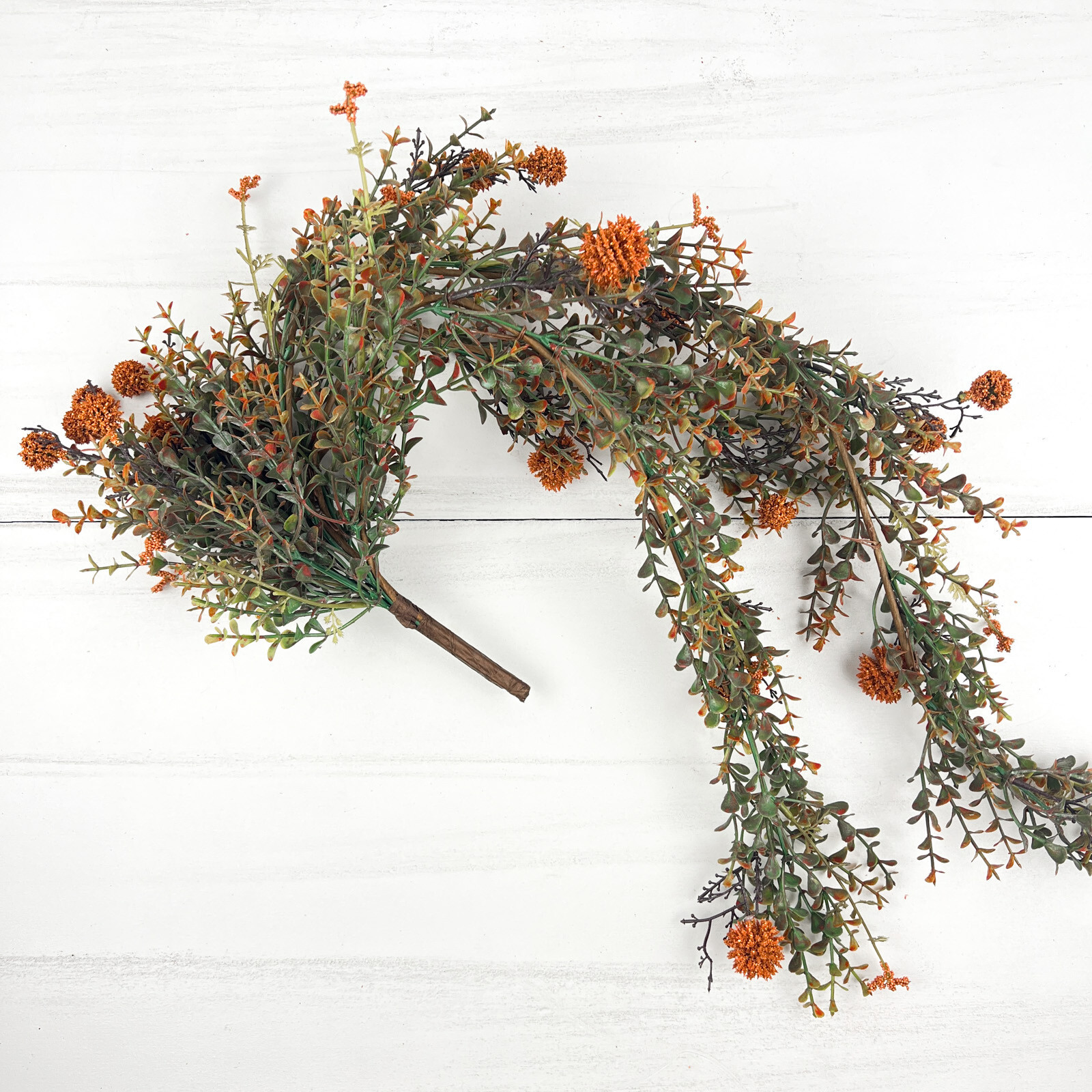 Fall Pincushion Drip Garland 32″ Long Autumn Fall Floral Natural Tan Minimalist