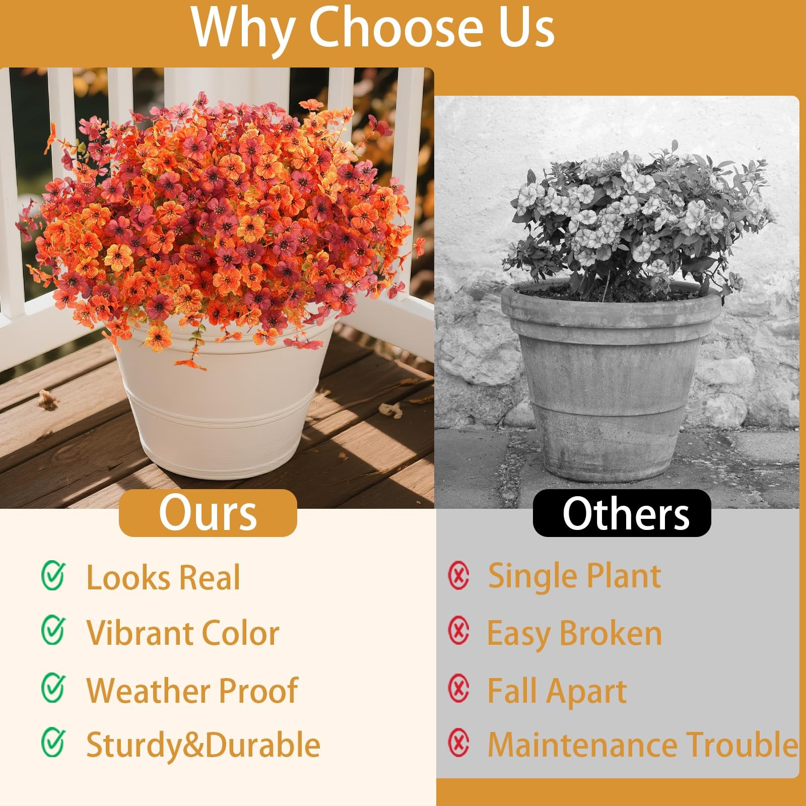 Artificial Fall Flowers for Outdoor, 12 Bundles Multicolor Fake Fall Plants …