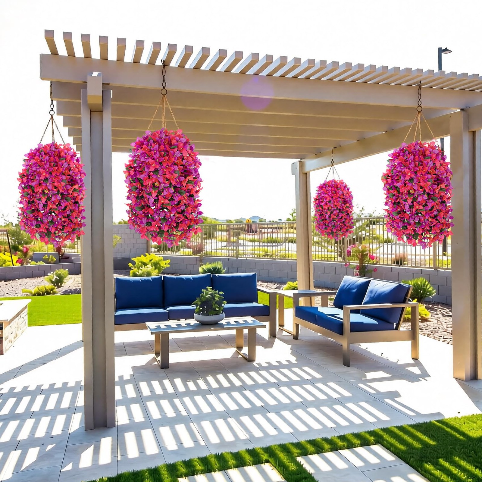 Artificial Hanging Bougainvillea Flowers for Outdoors, 2 PCS Realistic UV Res…