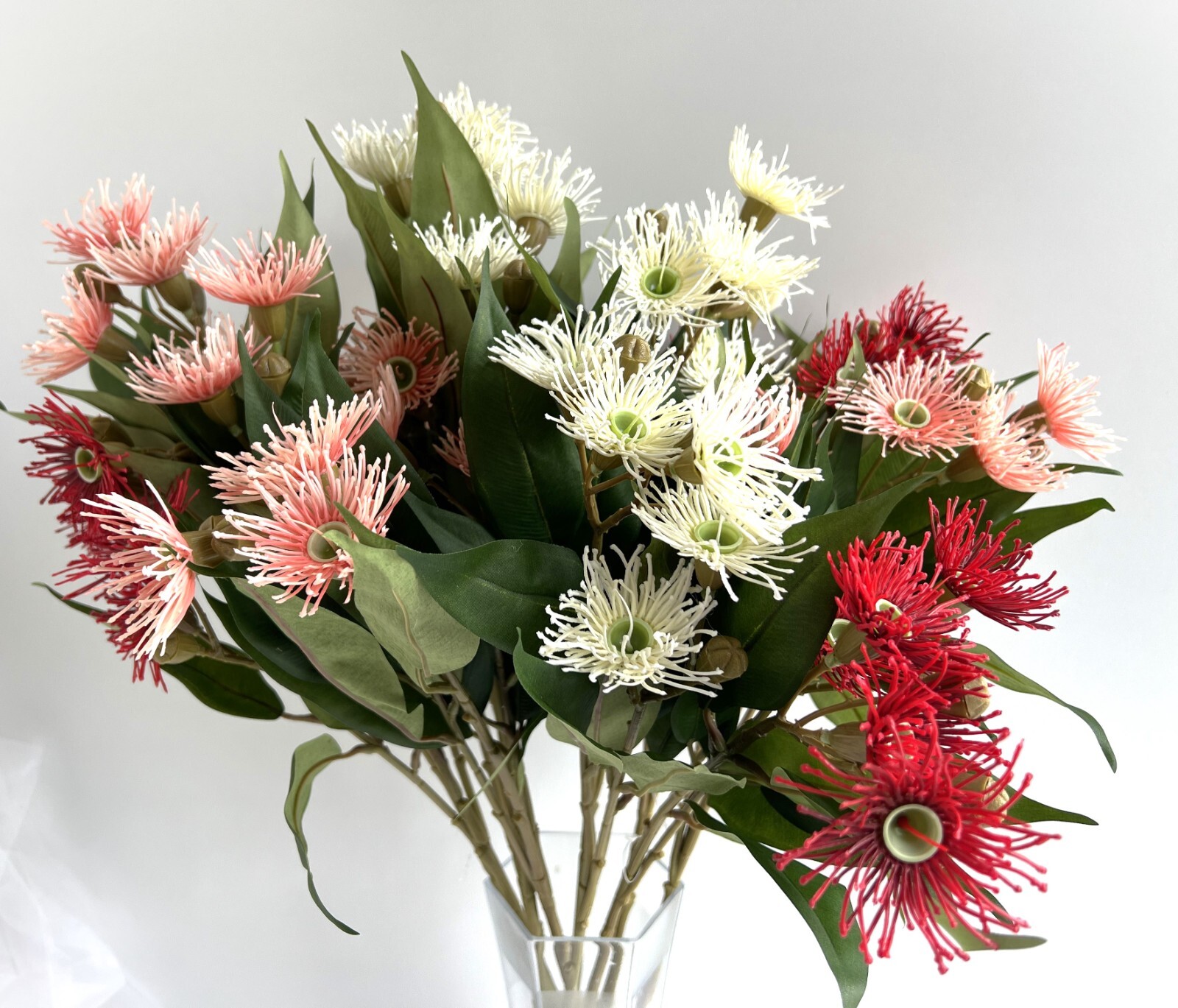 Eucalyptus Gum Blossom Australian Native Flowers Faux Silk Blossoms Red Pink x 1