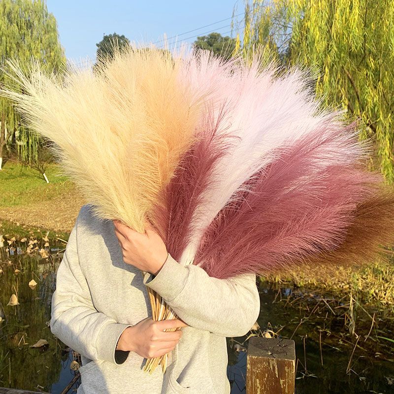 5pcs Artificial Pampas Grass Bouquet Faux Dried Plant For Home Living Decor NEW